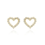 Jennifer Meyer Diamond Open Heart Studs in 18K Yellow Gold | Fine Earrings | Coveti