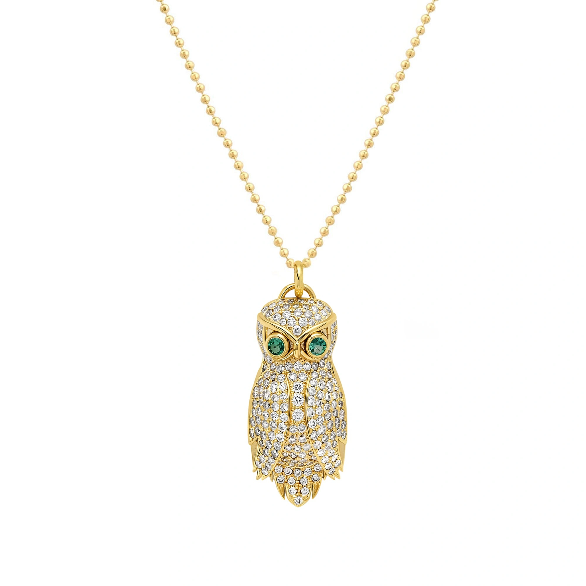 Jennifer Meyer Diamond Owl Necklace in 18K Yellow Gold Jennifer Meyer Diamond Owl Necklace in 18K Yellow Gold | Fine Necklaces | Coveti