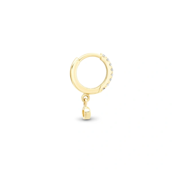 Jennifer Meyer Diamond Pave Huggies with Diamond Bezel Drop in 18K Yellow Gold | Fine Earrings | Coveti