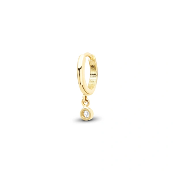 Jennifer Meyer Diamond Pave Huggies with Diamond Bezel Drop in 18K Yellow Gold | Fine Earrings | Coveti