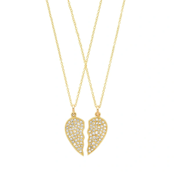 Jennifer Meyer Diamond Piece of my Heart Necklace in 18K Yellow Gold | Fine Necklaces | Coveti