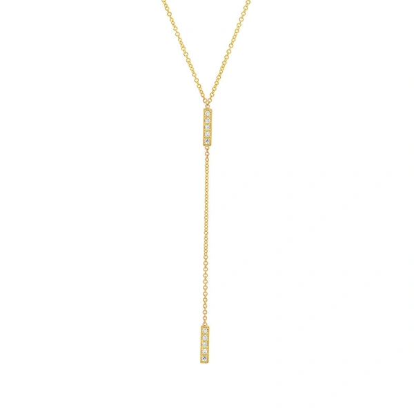 Jennifer Meyer Diamond Short Bar Lariat in 18K Yellow Gold | Fine Necklaces | Coveti