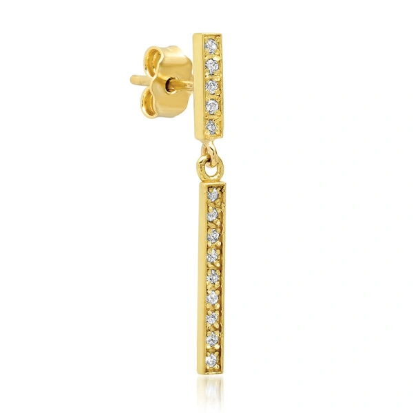 Jennifer Meyer Diamond Short and Diamond Long Bar Studs in 18K Yellow Gold | Fine Earrings | Coveti