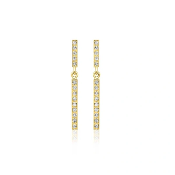 Diamond Short and Diamond Long Bar Studs in 18K Yellow Gold