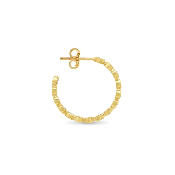 Jennifer Meyer Diamond Small Bezel Hoops in 18K Yellow Gold | Fine Earrings | Coveti