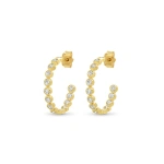Jennifer Meyer Diamond Small Bezel Hoops in 18K Yellow Gold | Fine Earrings | Coveti