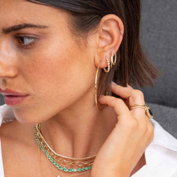 Jennifer Meyer Diamond Small Inside Out Hoops in 18K Yellow Gold | Fine Earrings | Coveti