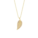 Jennifer Meyer Diamond Small Leaf Necklace in 18K Yellow Gold | Fine Necklaces | Coveti