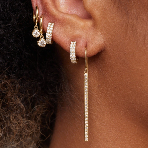 Jennifer Meyer Diamond Stick Earrings in 18K Yellow Gold | Fine Earrings | Coveti