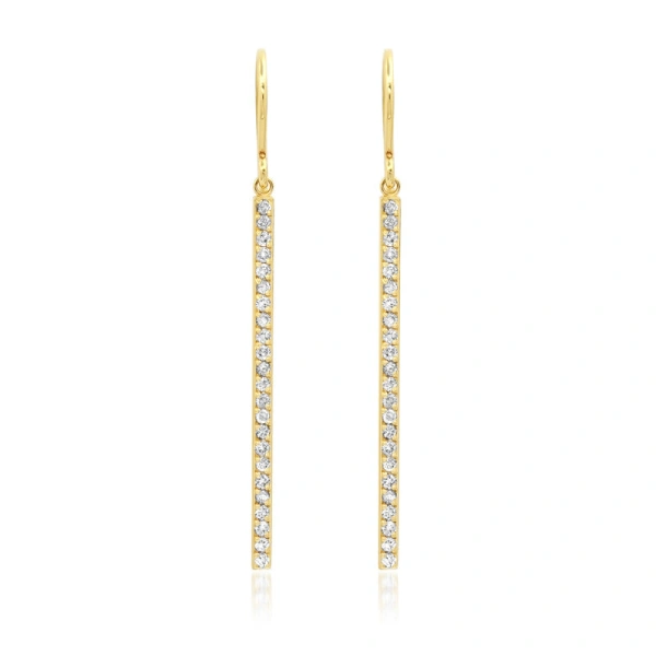 Jennifer Meyer Diamond Stick Earrings in 18K Yellow Gold | Fine Earrings | Coveti