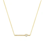 Jennifer Meyer Diamond Stick Necklace With Heart Cut Diamond Accent in 18K Yellow Gold | Fine Necklaces | Coveti