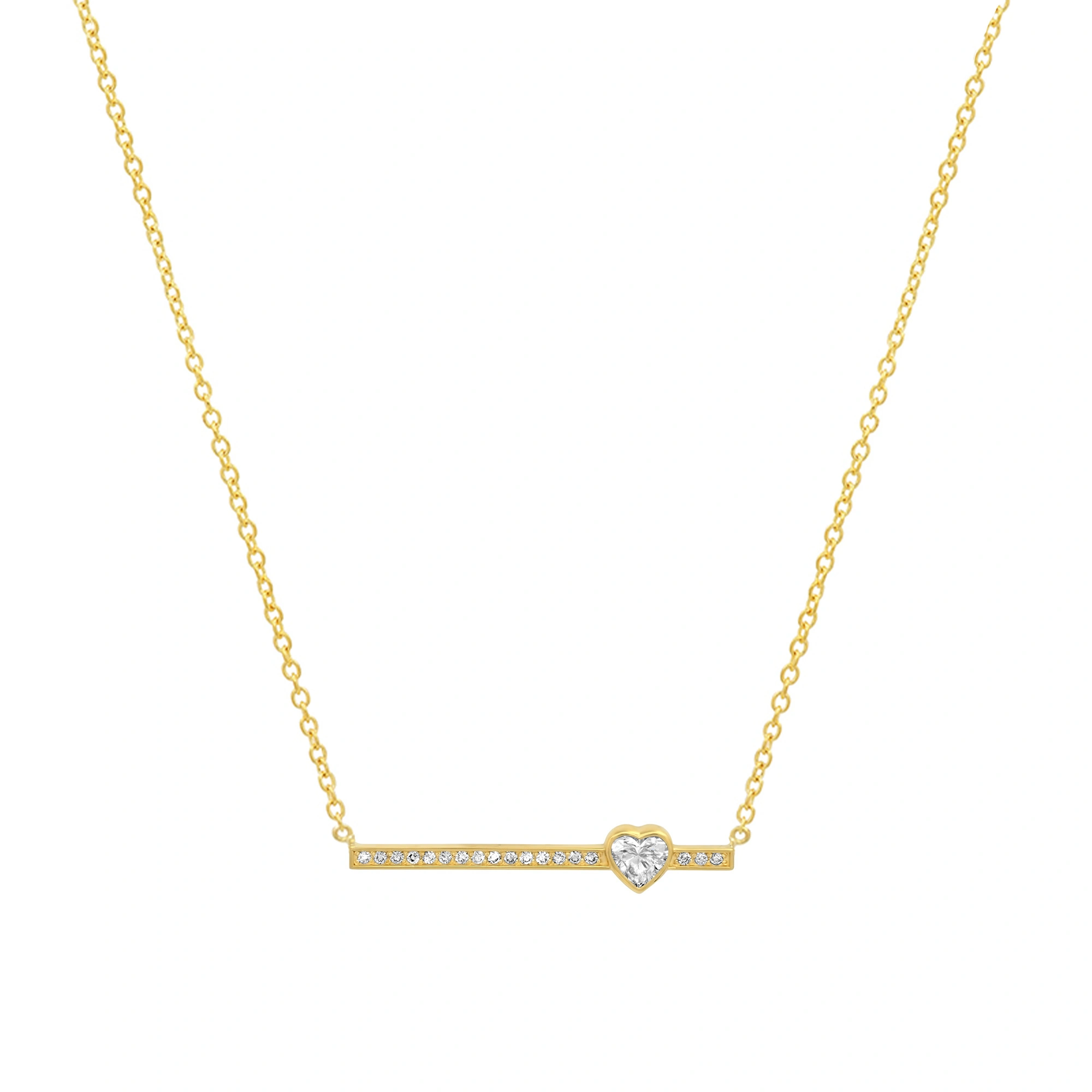Jennifer Meyer Diamond Stick Necklace With Heart Cut Diamond Accent in 18K Yellow Gold Jennifer Meyer Diamond Stick Necklace With Heart Cut Diamond Accent in 18K Yellow Gold | Fine Necklaces | Coveti