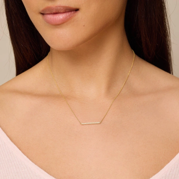 Jennifer Meyer Diamond Stick Necklace in 18K Yellow Gold | Fine Necklaces | Coveti