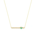 Jennifer Meyer Diamond Stick Necklace with Heart Cut Emerald Accent in 18K Yellow Gold | Fine Necklaces | Coveti