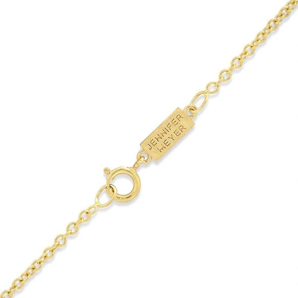Jennifer Meyer Diamond Stick Necklace with Heart Cut Turquoise Accent in 18K Yellow Gold | Fine Necklaces | Coveti