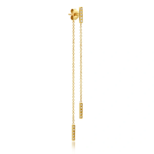 Jennifer Meyer Diamond Threaded Bar Studs in 18K Yellow Gold | Fine Earrings | Coveti