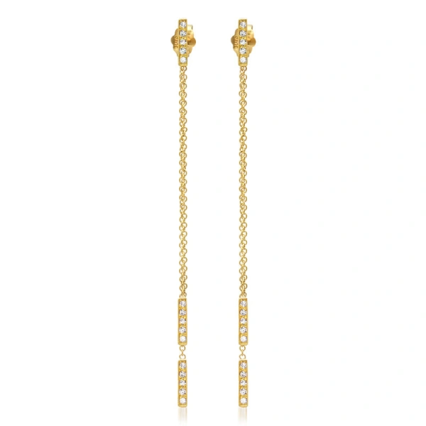 Jennifer Meyer Diamond Threaded Bar Studs in 18K Yellow Gold | Fine Earrings | Coveti