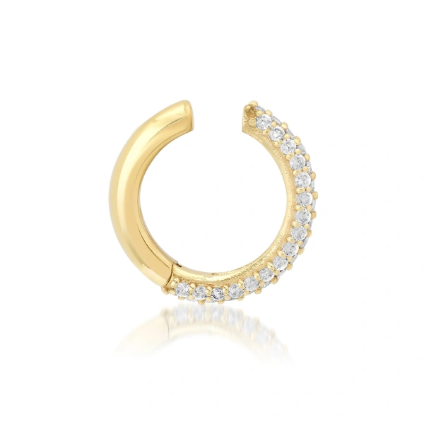 Jennifer Meyer Diamond Tubular Ear Cuff in 18K White Gold | Fine Earrings | Coveti