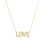 Jennifer Meyer Diamond Uppercase Love Necklace in 18K Yellow Gold | Fine Necklaces | Coveti