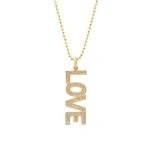 Jennifer Meyer Diamond Uppercase Love Pendant Necklace in 18K Yellow Gold | Fine Necklaces | Coveti
