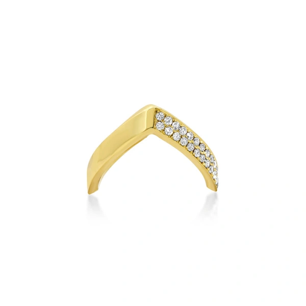 Jennifer Meyer Diamond V Ring in 18K Yellow Gold | Fine Rings | Coveti