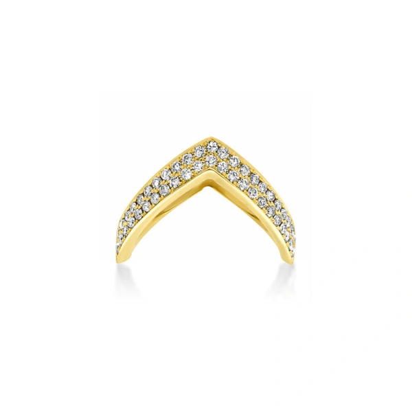 Jennifer Meyer Diamond V Ring in 18K Yellow Gold | Fine Rings | Coveti
