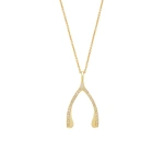 Jennifer Meyer Diamond Wishbone Necklace in 18K Yellow Gold | Fine Necklaces | Coveti