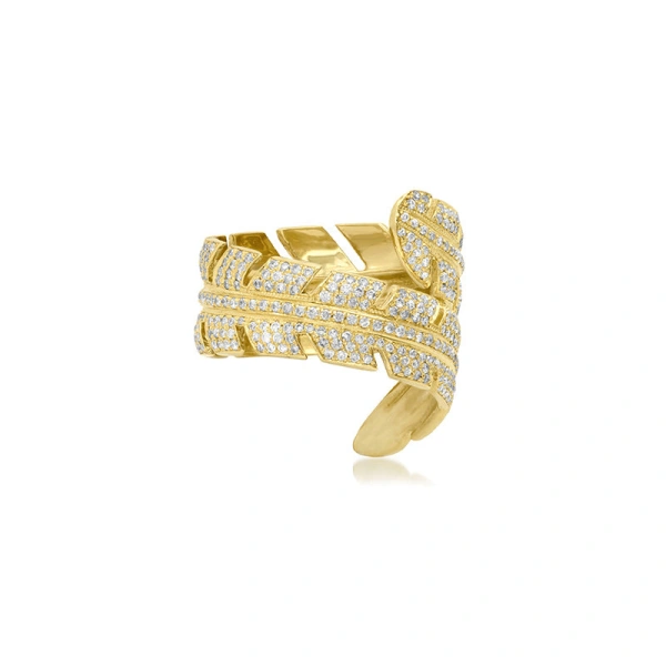 Jennifer Meyer Diamond Wrap Leaf Ring in 18K Yellow Gold | Fine Rings | Coveti