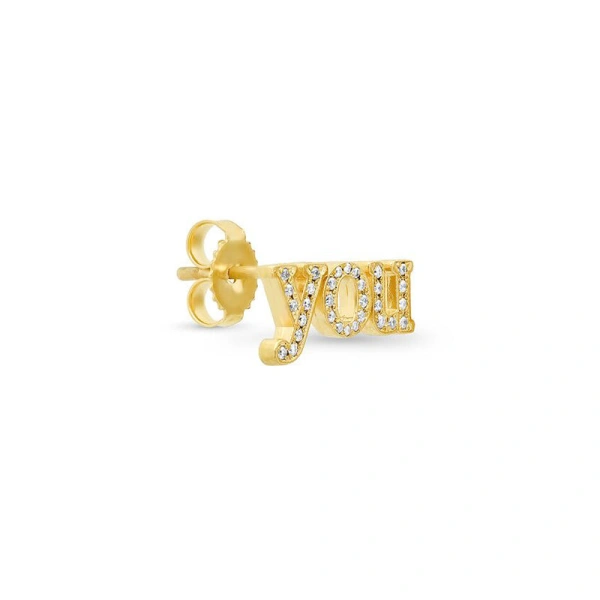 Jennifer Meyer Diamond You Stud in 18K Yellow Gold | Fine Earrings | Coveti