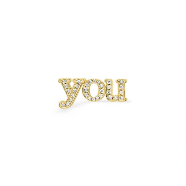 Jennifer Meyer Diamond You Stud in 18K Yellow Gold | Fine Earrings | Coveti