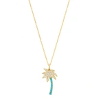 Jennifer Meyer Diamond and Turquoise Palm Tree Necklace in 18K Yellow Gold | Fine Necklaces | Coveti