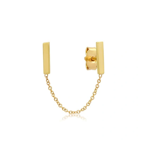 Jennifer Meyer Double Bar Stud in 18K Yellow Gold | Fine Earrings | Coveti
