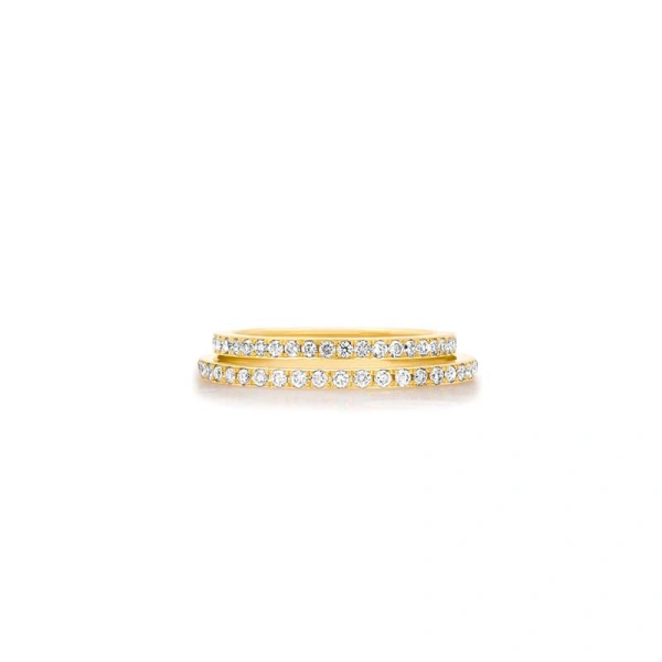 Jennifer Meyer Double Diamond Band in 18K Yellow Gold | Fine Rings | Coveti
