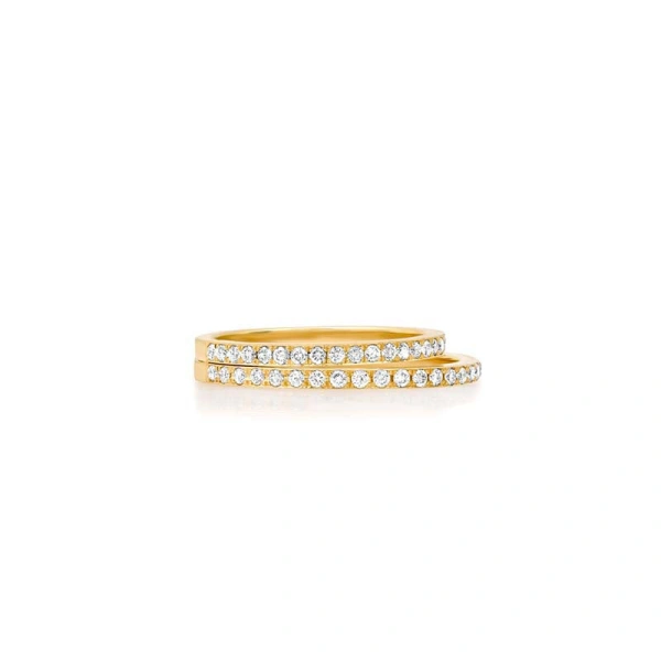 Jennifer Meyer Double Diamond Band in 18K Yellow Gold | Fine Rings | Coveti