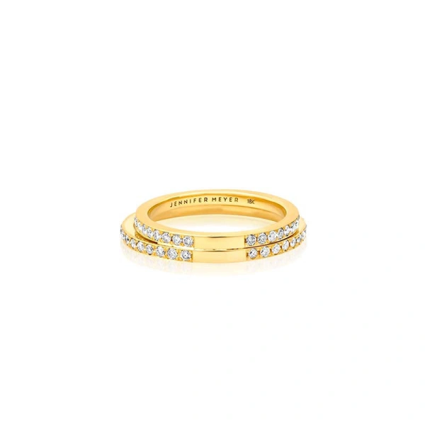 Jennifer Meyer Double Diamond Band in 18K Yellow Gold | Fine Rings | Coveti