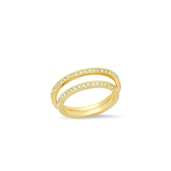 Jennifer Meyer Double Diamond Band in 18K Yellow Gold | Fine Rings | Coveti