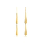 Jennifer Meyer Double Dome Drop Earrings in 18K Yellow Gold | Fine Earrings | Coveti