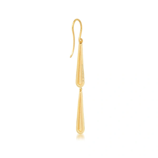 Jennifer Meyer Double Dome Drop Earrings in 18K Yellow Gold | Fine Earrings | Coveti