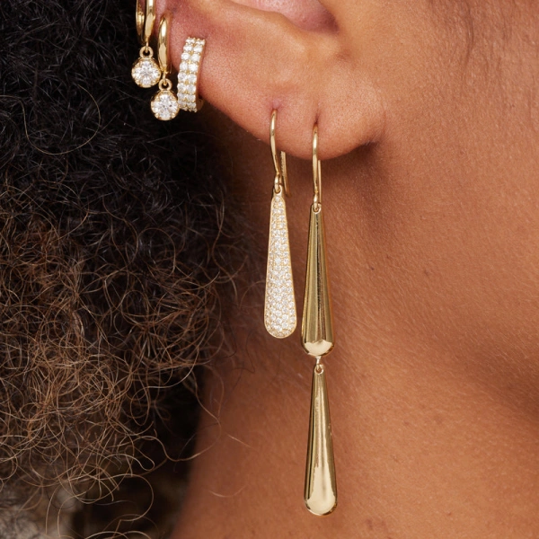 Jennifer Meyer Double Dome Drop Earrings in 18K Yellow Gold | Fine Earrings | Coveti