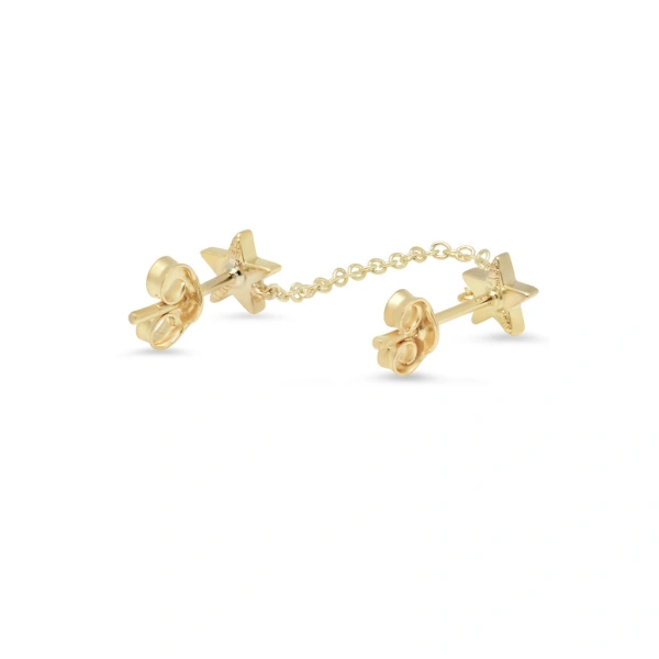 Jennifer Meyer Double Star Stud in 18K Yellow Gold | Fine Earrings | Coveti