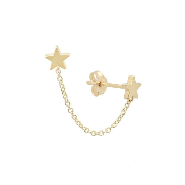 Jennifer Meyer Double Star Stud in 18K Yellow Gold | Fine Earrings | Coveti