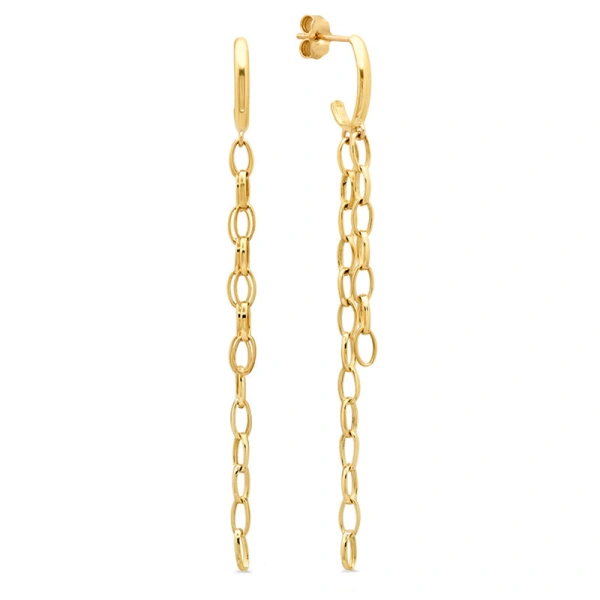 Jennifer Meyer Edith Studs with Small Edith Link Fringe in 18K Yellow Gold | Fine Earrings | Coveti