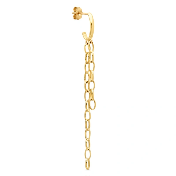 Jennifer Meyer Edith Studs with Small Edith Link Fringe in 18K Yellow Gold | Fine Earrings | Coveti