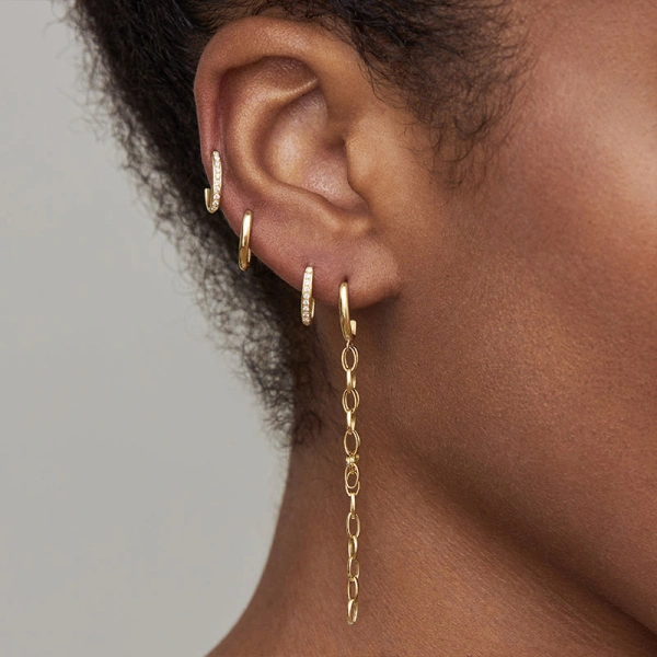 Jennifer Meyer Edith Studs with Small Edith Link Fringe in 18K Yellow Gold | Fine Earrings | Coveti