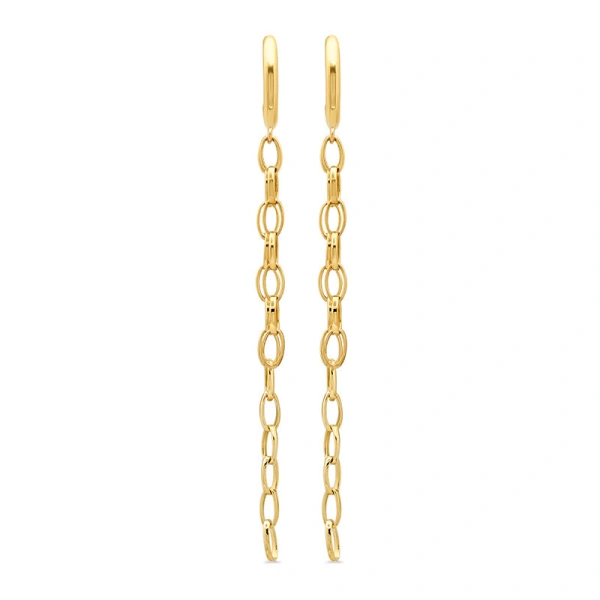Jennifer Meyer Edith Studs with Small Edith Link Fringe in 18K Yellow Gold | Fine Earrings | Coveti
