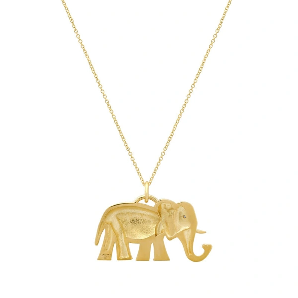 Jennifer Meyer Elephant Necklace in 18K Yellow Gold | Fine Necklaces | Coveti