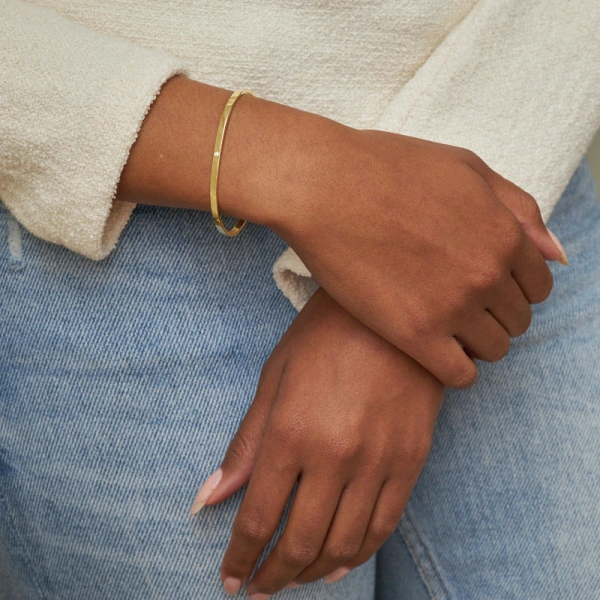 Jennifer Meyer Ellen Cuff with Diamond Accent in 18K Yellow Gold | Fine Bracelets | Coveti