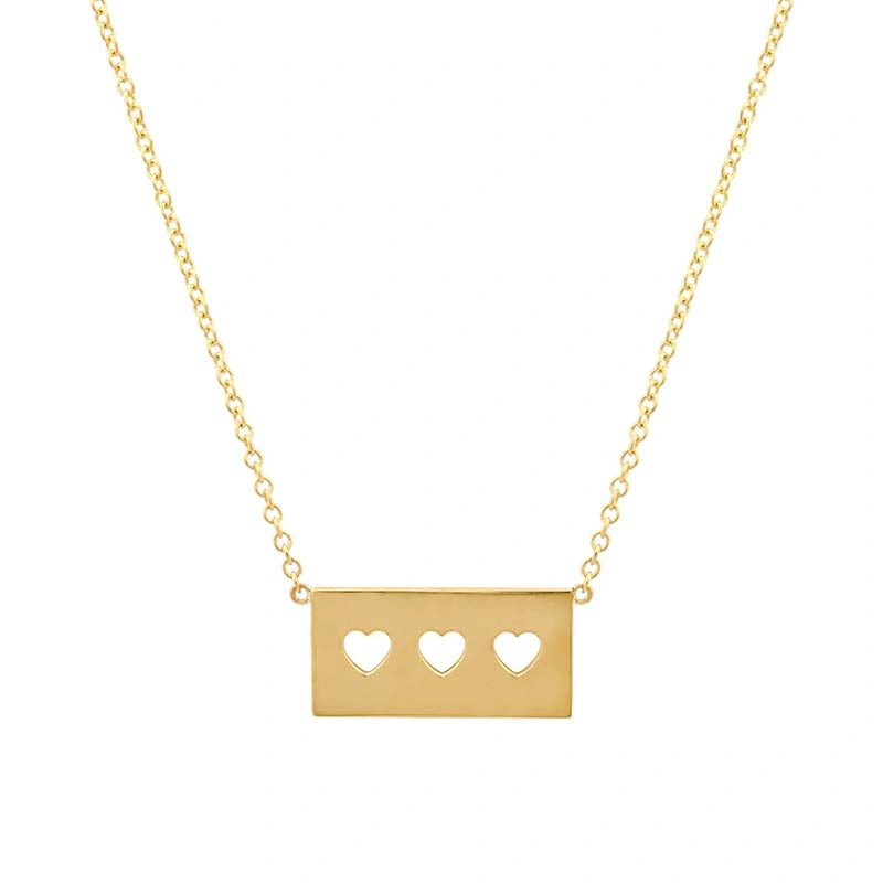 Jennifer Meyer Ellen Plate with 3 Cut Out Heart Detail Necklace in 18K Yellow Gold Jennifer Meyer Ellen Plate with 3 Cut Out Heart Detail Necklace in 18K Yellow Gold | Fine Necklaces | Coveti