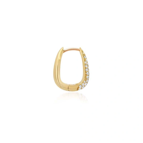 Jennifer Meyer Elongated Diamond Teardrop Huggies in 18K Yellow Gold | Fine Earrings | Coveti