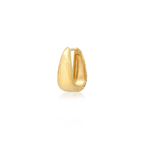 Jennifer Meyer Elongated Diamond Teardrop Huggies in 18K Yellow Gold | Fine Earrings | Coveti